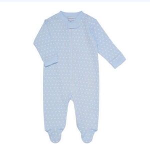 Nellapima Polka Dots zipper footie in light blue